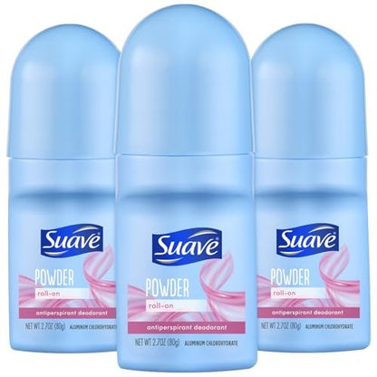 Suave Roll-On Deodorant for Women, Powder Fresh Scent, 3-Pack – Antiperspirant Deodorant with 24H Sweat & Odor Protection, 2.7 Oz Each Avelisse