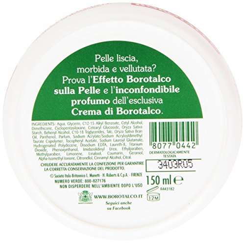 Borotalco Scented Smoothing Cream - 150ml - Italian Import - Moisturizing Body Cream Avelisse