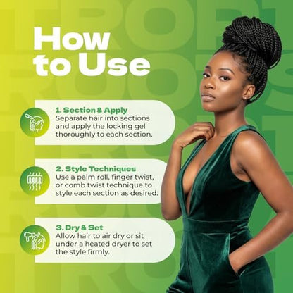 Bronner Bros Tropical Roots Firm Locking Gel - Strong Hold Loc & Twist Gel with Pineapple & Guava, Vitamins B5 & B12, Non-Flaking, Moisture & Shine - 6 oz