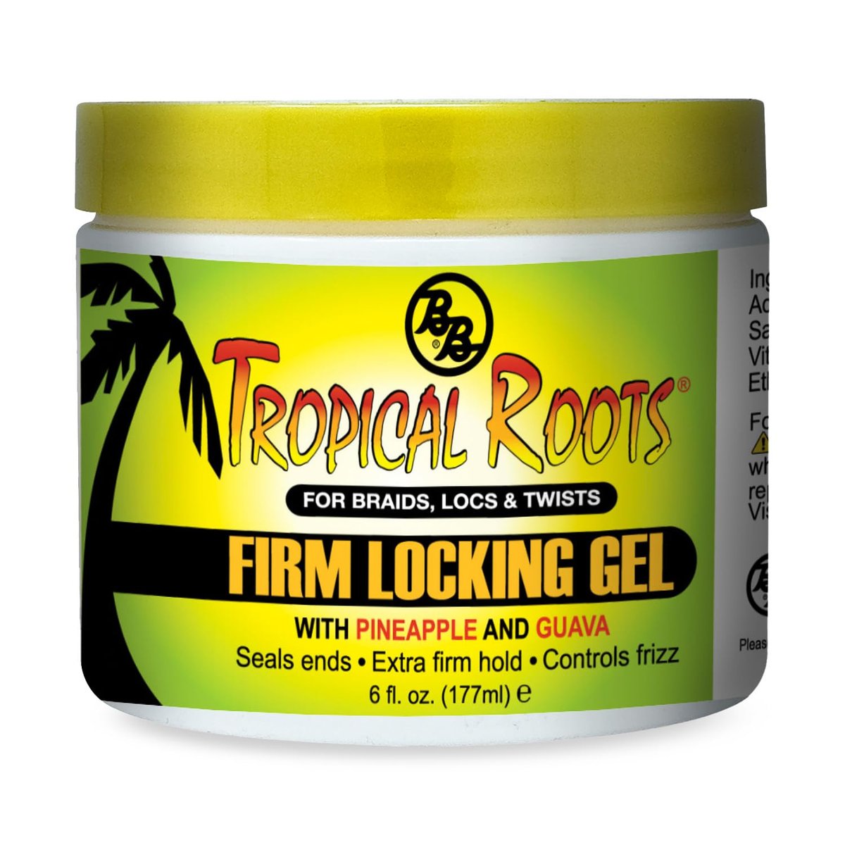 Bronner Bros Tropical Roots Firm Locking Gel - Strong Hold Loc & Twist Gel with Pineapple & Guava, Vitamins B5 & B12, Non-Flaking, Moisture & Shine - 6 oz - görsel 1
