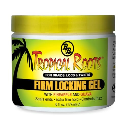 Bronner Bros Tropical Roots Firm Locking Gel - Strong Hold Loc & Twist Gel with Pineapple & Guava, Vitamins B5 & B12, Non-Flaking, Moisture & Shine - 6 oz - görsel 2