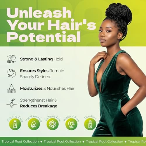 Bronner Bros Tropical Roots Firm Locking Gel - Strong Hold Loc & Twist Gel with Pineapple & Guava, Vitamins B5 & B12, Non-Flaking, Moisture & Shine - 6 oz - görsel 6