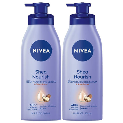 NIVEA Smooth Daily Moisture Body Lotion, Shea Butter, 16.9 oz (Pack of 2)