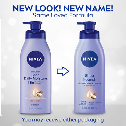 NIVEA Smooth Daily Moisture Body Lotion, Shea Butter, 16.9 oz (Pack of 2)