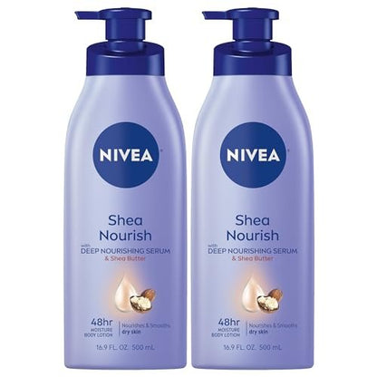 NIVEA Smooth Daily Moisture Body Lotion, Shea Butter, 16.9 oz (Pack of 2)