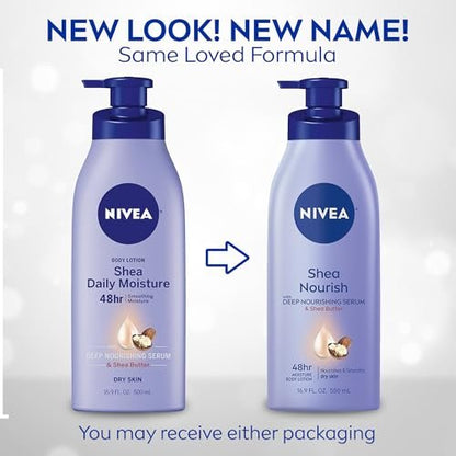 NIVEA Smooth Daily Moisture Body Lotion, Shea Butter, 16.9 oz (Pack of 2)