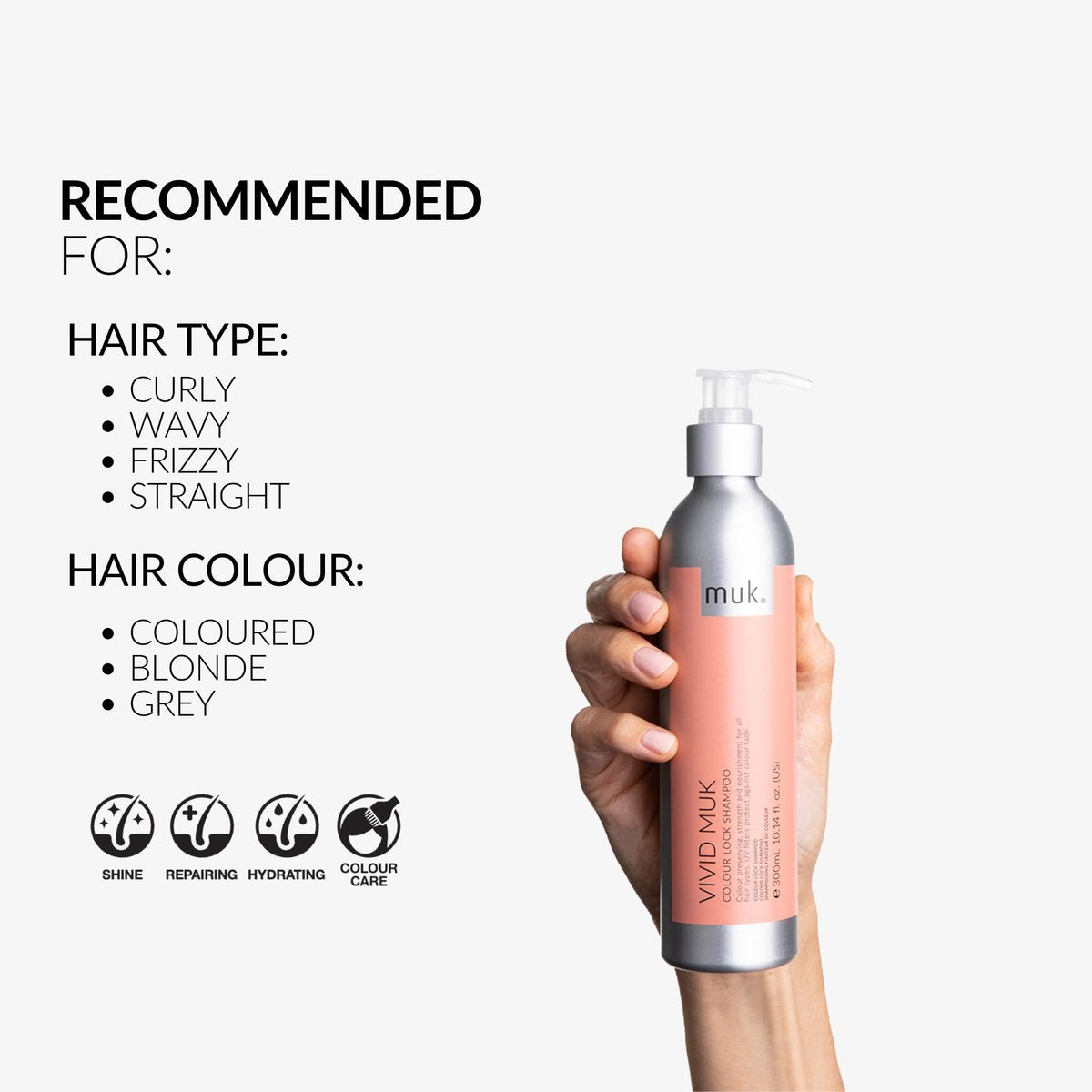 MUK. Vivid Colour Lock Shampoo - Color Care with UV Protection for All Hair Types, 300ml - görsel 7