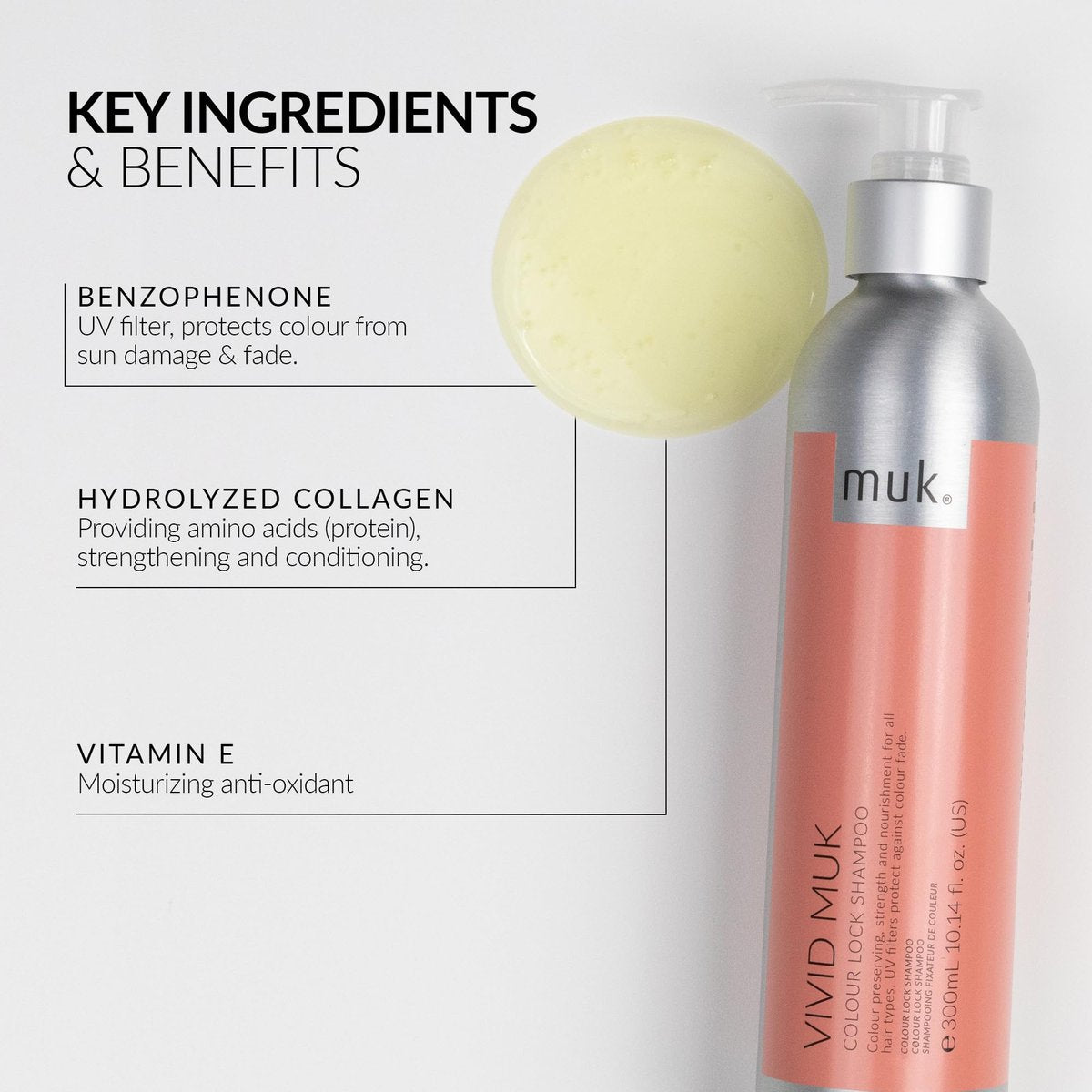 MUK. Vivid Colour Lock Shampoo - Color Care with UV Protection for All Hair Types, 300ml - görsel 5