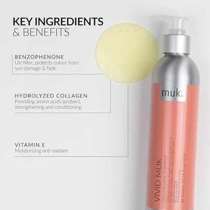 MUK. Vivid Colour Lock Shampoo - Color Care with UV Protection for All Hair Types, 300ml