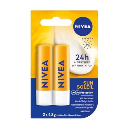 NIVEA Sun Caring Lip Balm Sticks SPF 30 Duo – Intensive Moisture: Enriched with nourishing ingredients to keep – Image 2