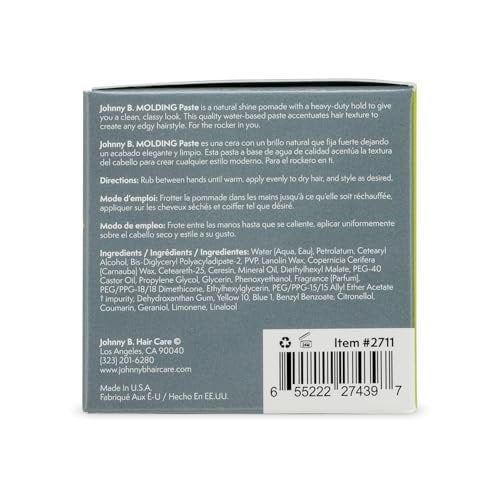 JOHNNY B. Molding Paste – Pliable Hair Clay for Flexible Hold, 3 oz Avelisse
