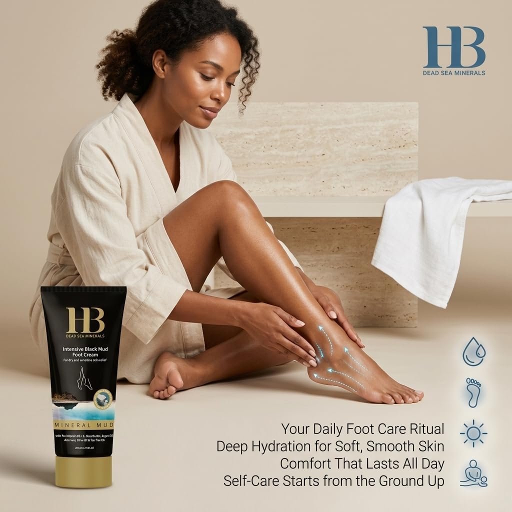 Black Mud Foot Cream Moisturizer 200ml – Intensive Hydrating Foot Care with Dead Sea Minerals for Dry Feet, Soft Skin & Comfort Repair - görsel 9