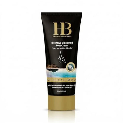 Black Mud Foot Cream Moisturizer 200ml – Intensive Hydrating Foot Care with Dead Sea Minerals for Dry Feet, Soft Skin & Comfort Repair