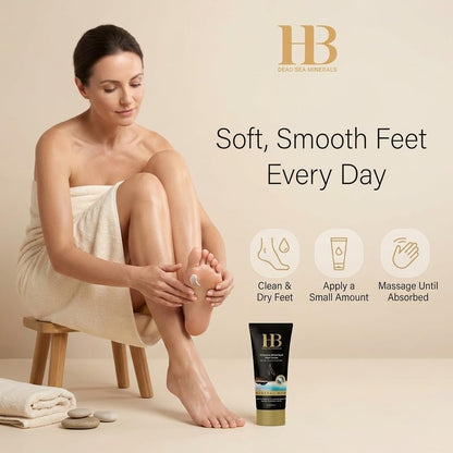 Black Mud Foot Cream Moisturizer 200ml – Intensive Hydrating Foot Care with Dead Sea Minerals for Dry Feet, Soft Skin & Comfort Repair