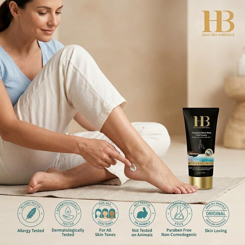 Black Mud Foot Cream Moisturizer 200ml – Intensive Hydrating Foot Care with Dead Sea Minerals for Dry Feet, Soft Skin & Comfort Repair - görsel 3