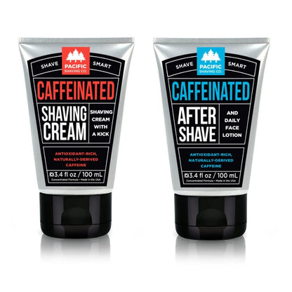 Pacific Shaving Company Caffeinated Shaving Cream & Aftershave Set – Antioxidant + Caffeine Enriched Shave Kit for Men (3.4 oz, 2 Pack) Avelisse