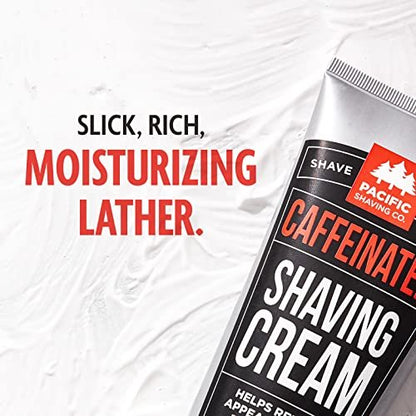Pacific Shaving Company Caffeinated Shaving Cream & Aftershave Set – Antioxidant + Caffeine Enriched Shave Kit for Men (3.4 oz, 2 Pack) Avelisse