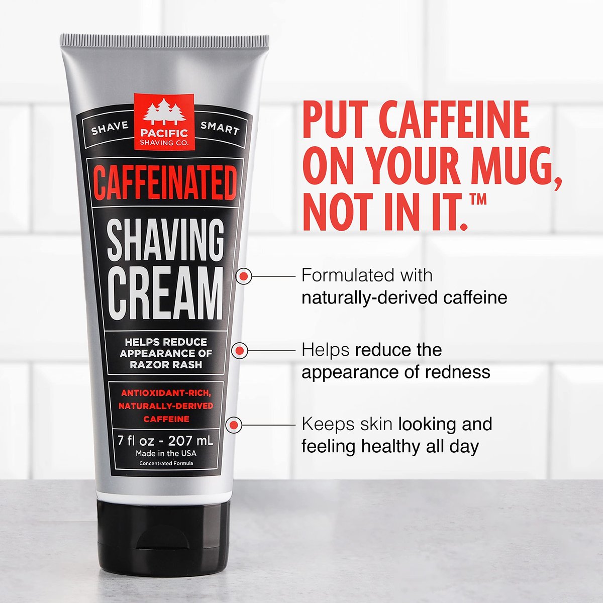 Pacific Shaving Company Caffeinated Shaving Cream & Aftershave Set – Antioxidant + Caffeine Enriched Shave Kit for Men (3.4 oz, 2 Pack) Avelisse