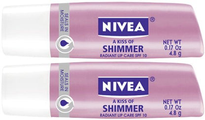 NIVEA Lip Care A Kiss of Shimmer Lip Care Stick, Pearly Shimmer, 0.17 oz (Pack of 2)