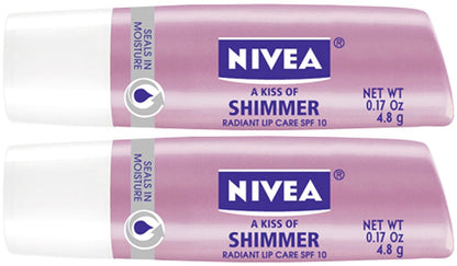 NIVEA Lip Care A Kiss of Shimmer Lip Care Stick, Pearly Shimmer, 0.17 oz (Pack of 2)