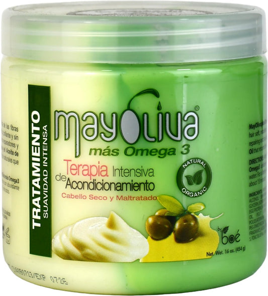 BOÉ COSMETICS Mayoliva Omega 3 Intensive Conditioning Therapy for Dry and Damaged Hair - 16 oz Avelisse