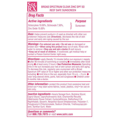 SolRX MINERAL+ SPF 50 Mineral Sunscreen with Zinc Oxide – Reef Safe, Broad Spectrum UVA/UVB Protection, Water Resistant Sunblock for Face & Body (3.4 oz) Avelisse