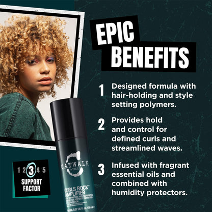 TIGI Catwalk Curls Rock Amplifier Shaping Cream 2-Pack – Curl Cream for Wavy & Curly Hair, Flexible Hold, Frizz Control, Anti-Humidity, 5.07 oz Each Avelisse