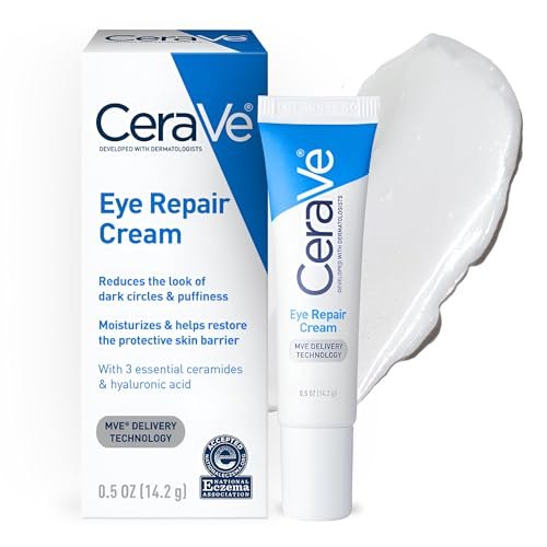 CeraVe Eye Repair Cream – Under Eye Cream for Puffiness & Dark Circles with Hyaluronic Acid, Niacinamide & Marine Botanical Complex, Oil-Free & Ophthalmologist Tested, 0.5 oz Avelisse
