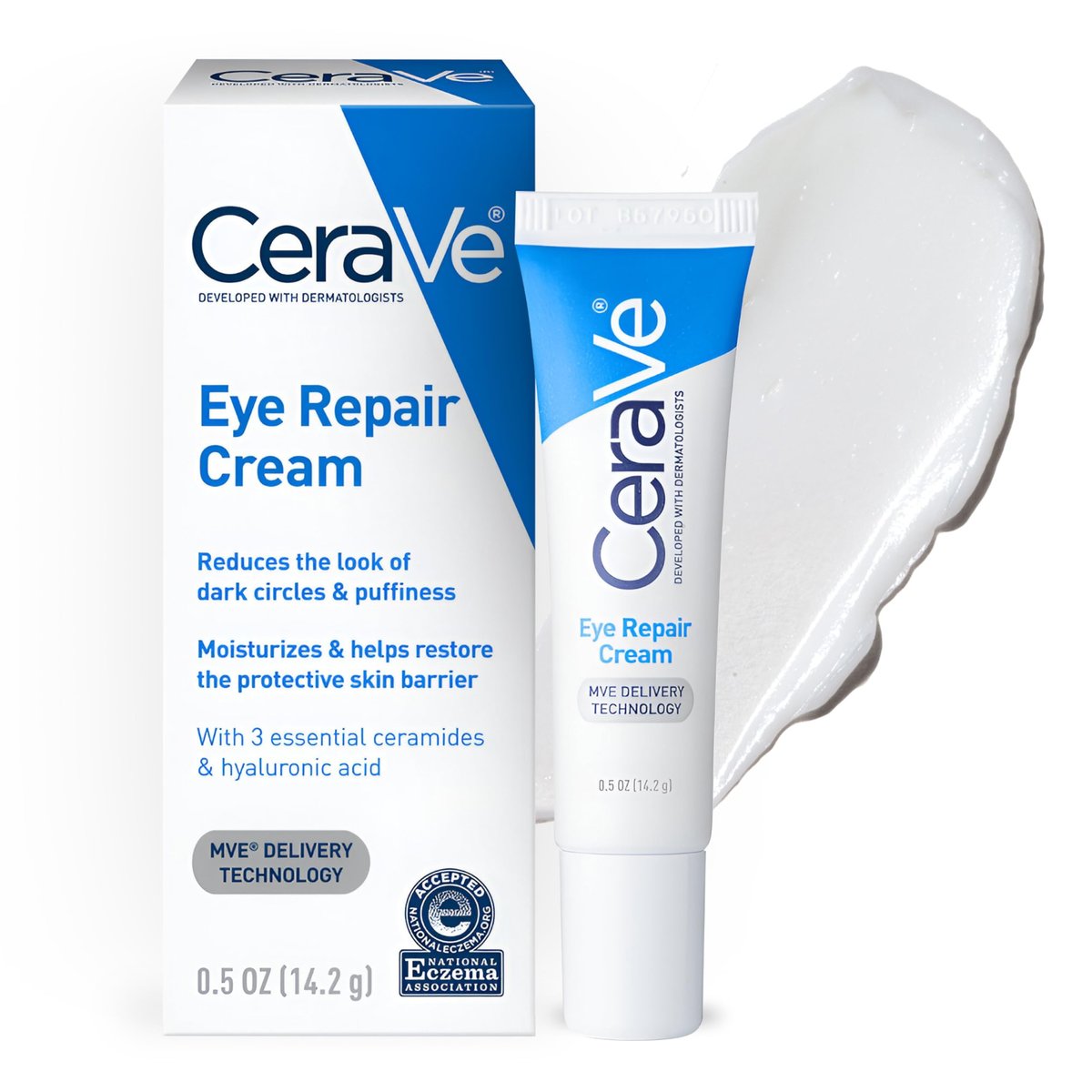 CeraVe Eye Repair Cream – Under Eye Cream for Puffiness & Dark Circles with Hyaluronic Acid, Niacinamide & Marine Botanical Complex, Oil-Free & Ophthalmologist Tested, 0.5 oz Avelisse
