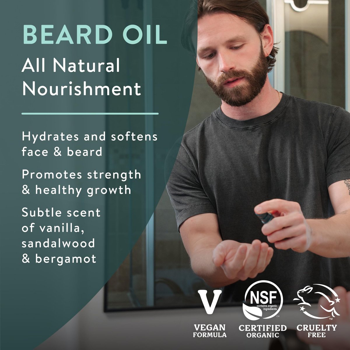 Badger Beard Oil, Babassu & Jojoba, Certified Organic Premium Beard Conditioner for Dry Skin & Long Beards, 1 fl oz Avelisse