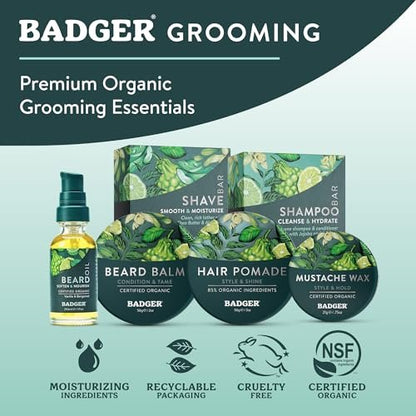 Badger Beard Oil, Babassu & Jojoba, Certified Organic Premium Beard Conditioner for Dry Skin & Long Beards, 1 fl oz Avelisse