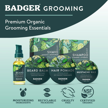 Badger Beard Oil, Babassu & Jojoba, Certified Organic Premium Beard Conditioner for Dry Skin & Long Beards, 1 fl oz Avelisse
