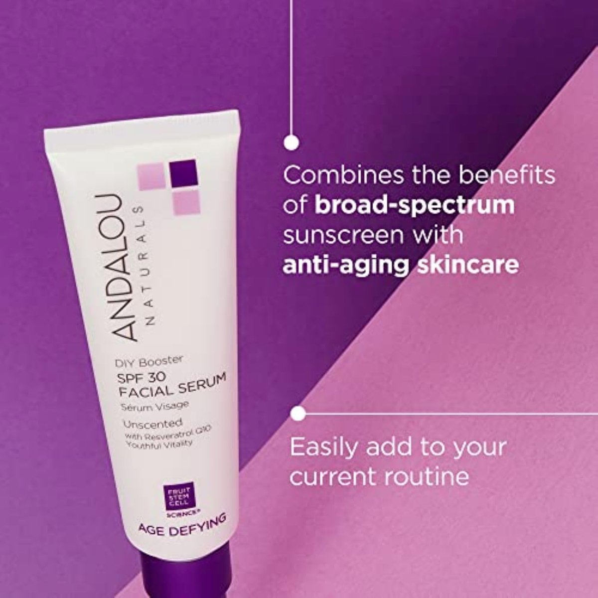 Andalou Naturals DIY Booster SPF 30 Facial Serum Unscented – Anti-Aging Sunscreen for Dry Skin, 2 Fl Oz - görsel 3