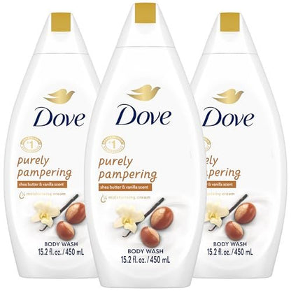 Dove Purely Pampering Body Wash 3-Pack – Shea Butter & Warm Vanilla, 15.2 oz Each – Soft, Smooth Skin Avelisse