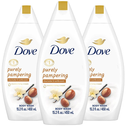 Dove Purely Pampering Body Wash 3-Pack – Shea Butter & Warm Vanilla, 15.2 oz Each – Soft, Smooth Skin Avelisse
