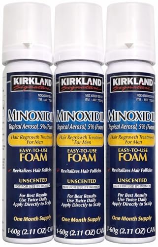 Kirkland Minoxidil for Men Hair Growth Treatment Unscented 5% Topical Aerosol Foam, 3-Month Supply Avelisse
