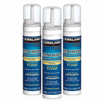 Kirkland Minoxidil for Men Hair Growth Treatment Unscented 5% Topical Aerosol Foam, 3-Month Supply Avelisse