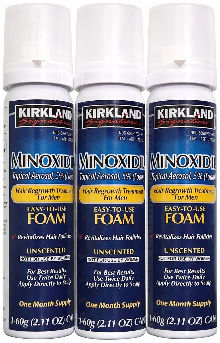 Kirkland Minoxidil for Men Hair Growth Treatment Unscented 5% Topical Aerosol Foam, 3-Month Supply Avelisse