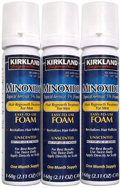Kirkland Minoxidil for Men Hair Growth Treatment Unscented 5% Topical Aerosol Foam, 3-Month Supply Avelisse