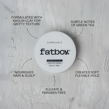 Fatboy Hair Perfect Putty - Medium Hold Styling Clay for Volume & Texture, Matte Finish, 2.6 oz