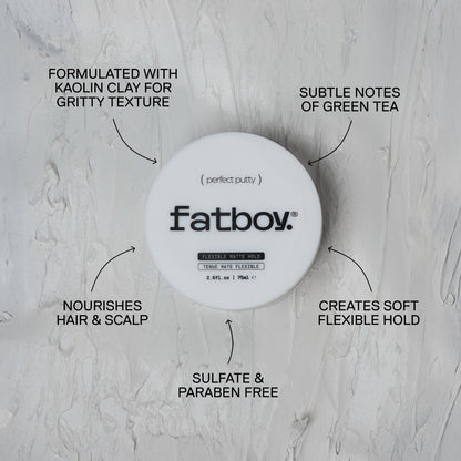Fatboy Hair Perfect Putty - Medium Hold Styling Clay for Volume & Texture, Matte Finish, 2.6 oz