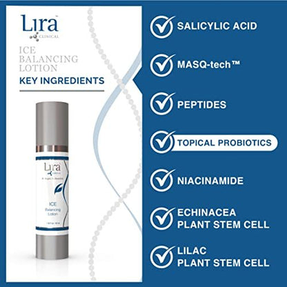 Lira Clinical ICE Balancing Lotion - Lightweight Oil Control Moisturizer with Niacinamide & Salicylic Acid - Soothing Facial Hydrator for Oily & Combination Skin - 50 ml Avelisse