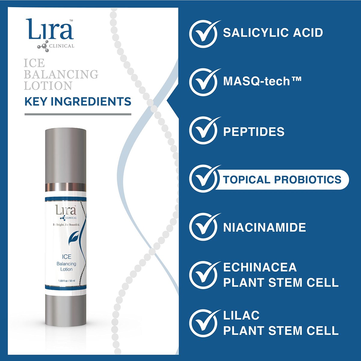 Lira Clinical ICE Balancing Lotion - Lightweight Oil Control Moisturizer with Niacinamide & Salicylic Acid - Soothing Facial Hydrator for Oily & Combination Skin - 50 ml Avelisse