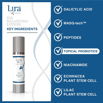 Lira Clinical ICE Balancing Lotion - Lightweight Oil Control Moisturizer with Niacinamide & Salicylic Acid - Soothing Facial Hydrator for Oily & Combination Skin - 50 ml Avelisse