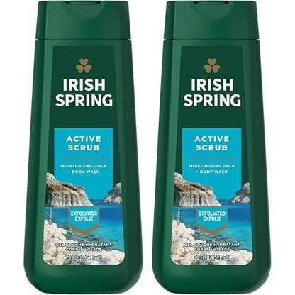 Irish Spring Active Scrub Body Wash & Face Exfoliating Gel, 18 Fl Oz (Pack of 2) Avelisse