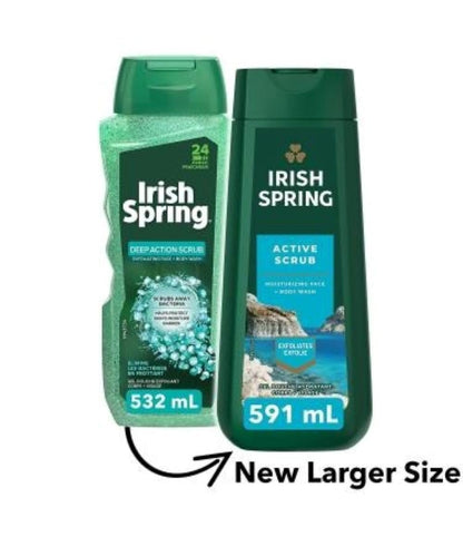 Irish Spring Active Scrub Body Wash & Face Exfoliating Gel, 18 Fl Oz (Pack of 2) Avelisse