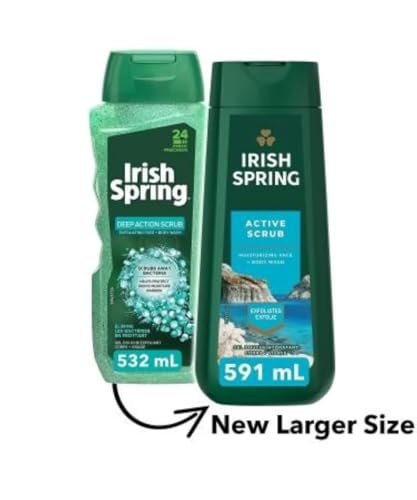 Irish Spring Active Scrub Body Wash & Face Exfoliating Gel, 18 Fl Oz (Pack of 2) Avelisse