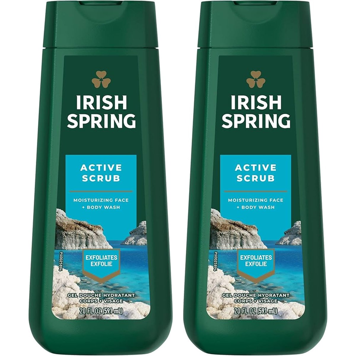 Irish Spring Active Scrub Body Wash & Face Exfoliating Gel, 18 Fl Oz (Pack of 2) Avelisse