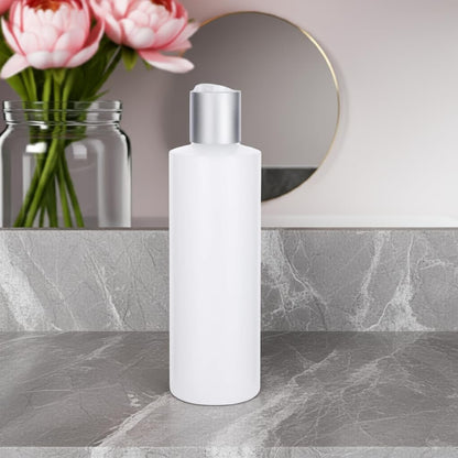 JUVITUS (2 Pack) 8 oz Clear Natural Refillable Plastic Squeeze Empty Bottle Containers with Silver Disc Cap