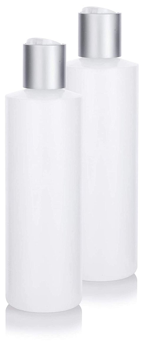 JUVITUS (2 Pack) 8 oz Clear Natural Refillable Plastic Squeeze Empty Bottle Containers with Silver Disc Cap - görsel 1